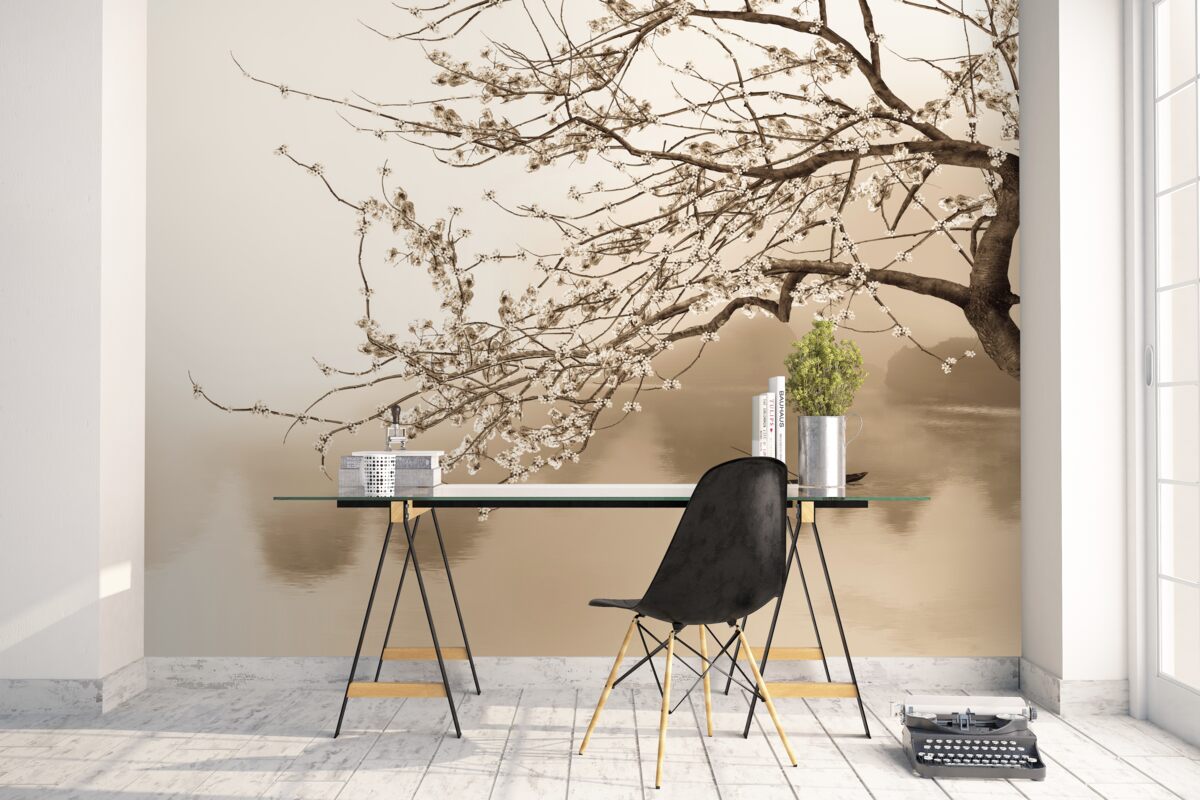 Фотошпалери чоловік пливе на кораблі