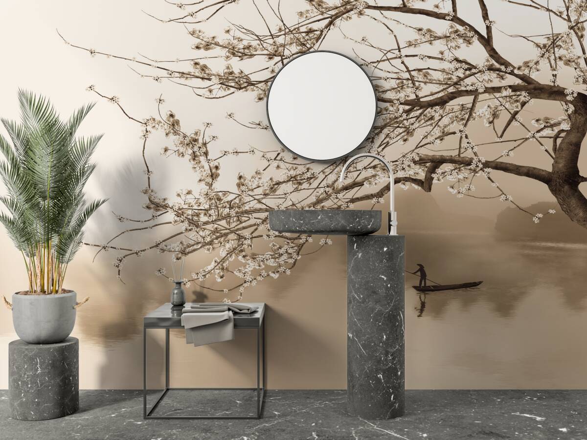 Фотошпалери чоловік пливе на кораблі