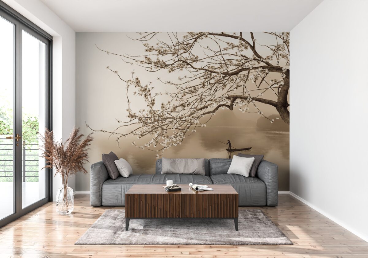 Фотошпалери чоловік пливе на кораблі