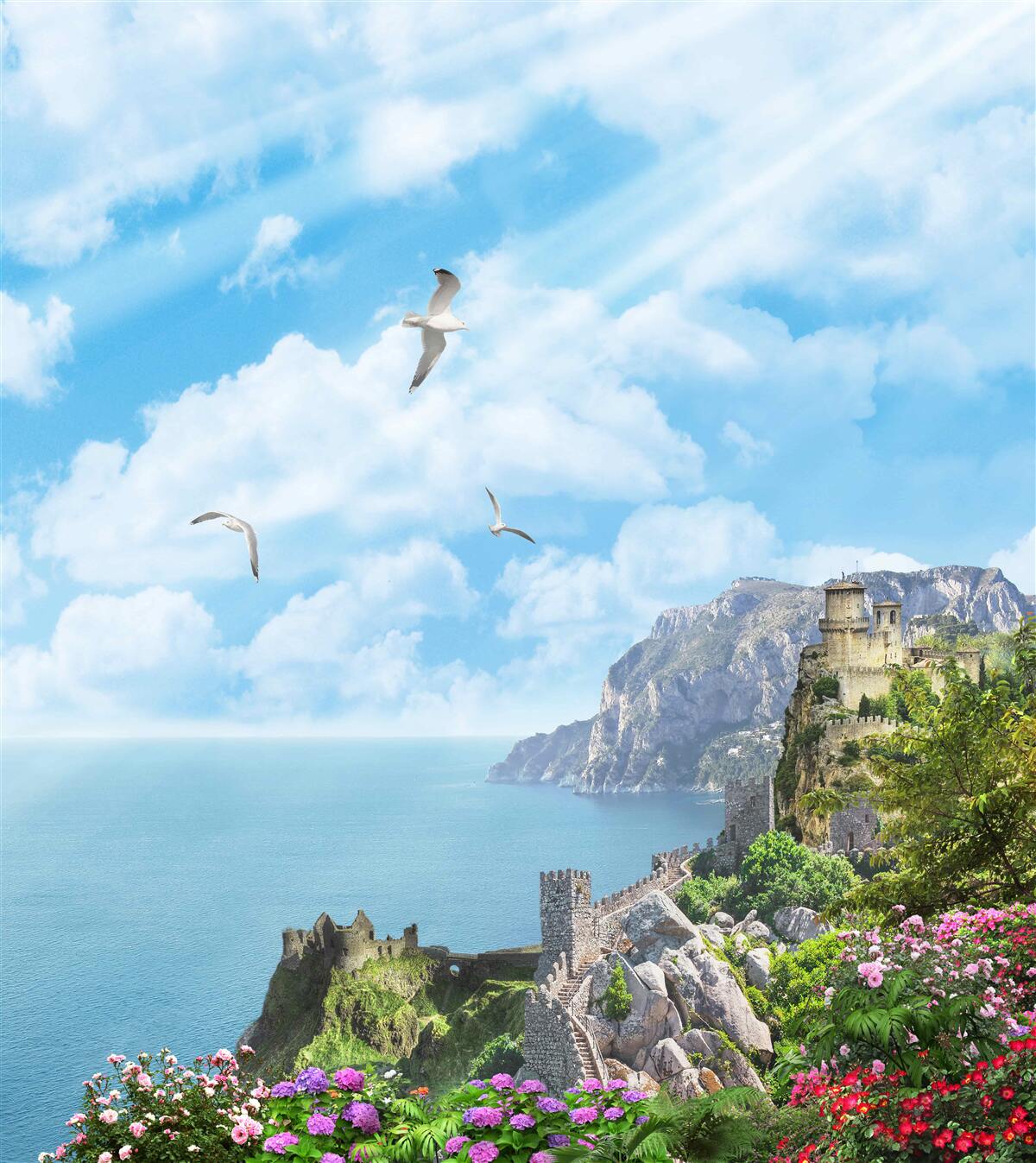 Фотошпалери птахи, що летять над океаном