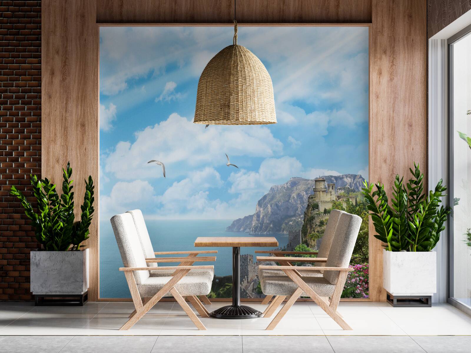 Фотошпалери птахи, що летять над океаном