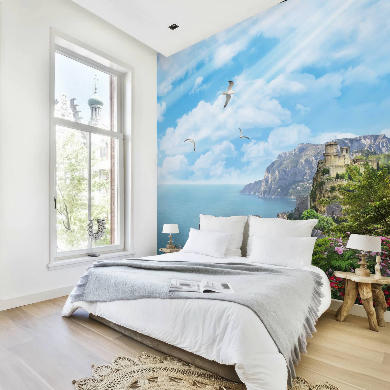 Фотошпалери птахи, що летять над океаном