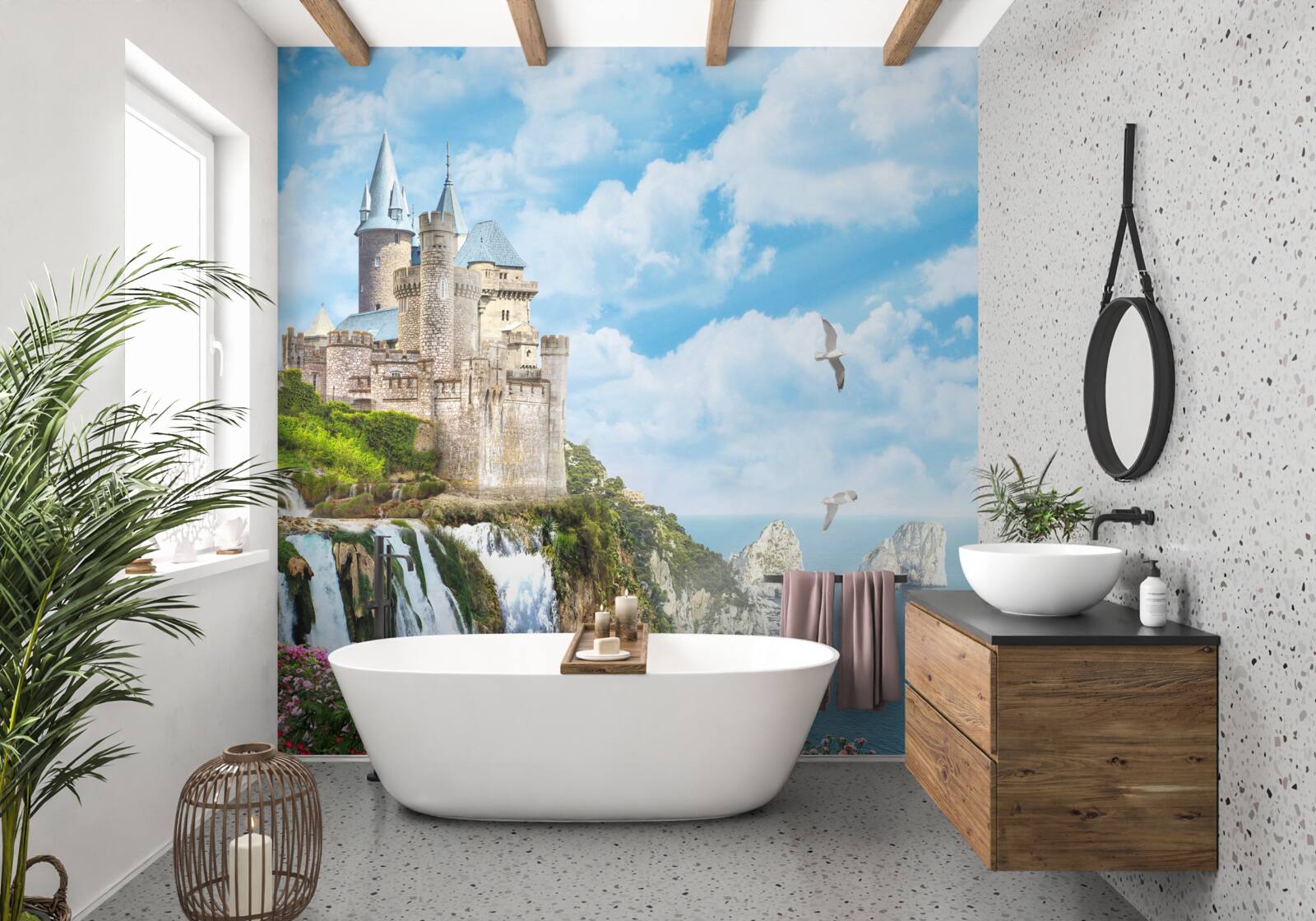 Фотошпалери чарівний палац на скелі