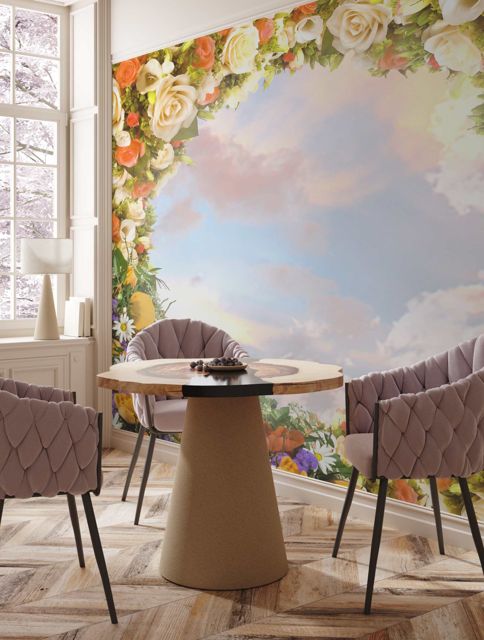 Фотошпалери небо, оточене квітами