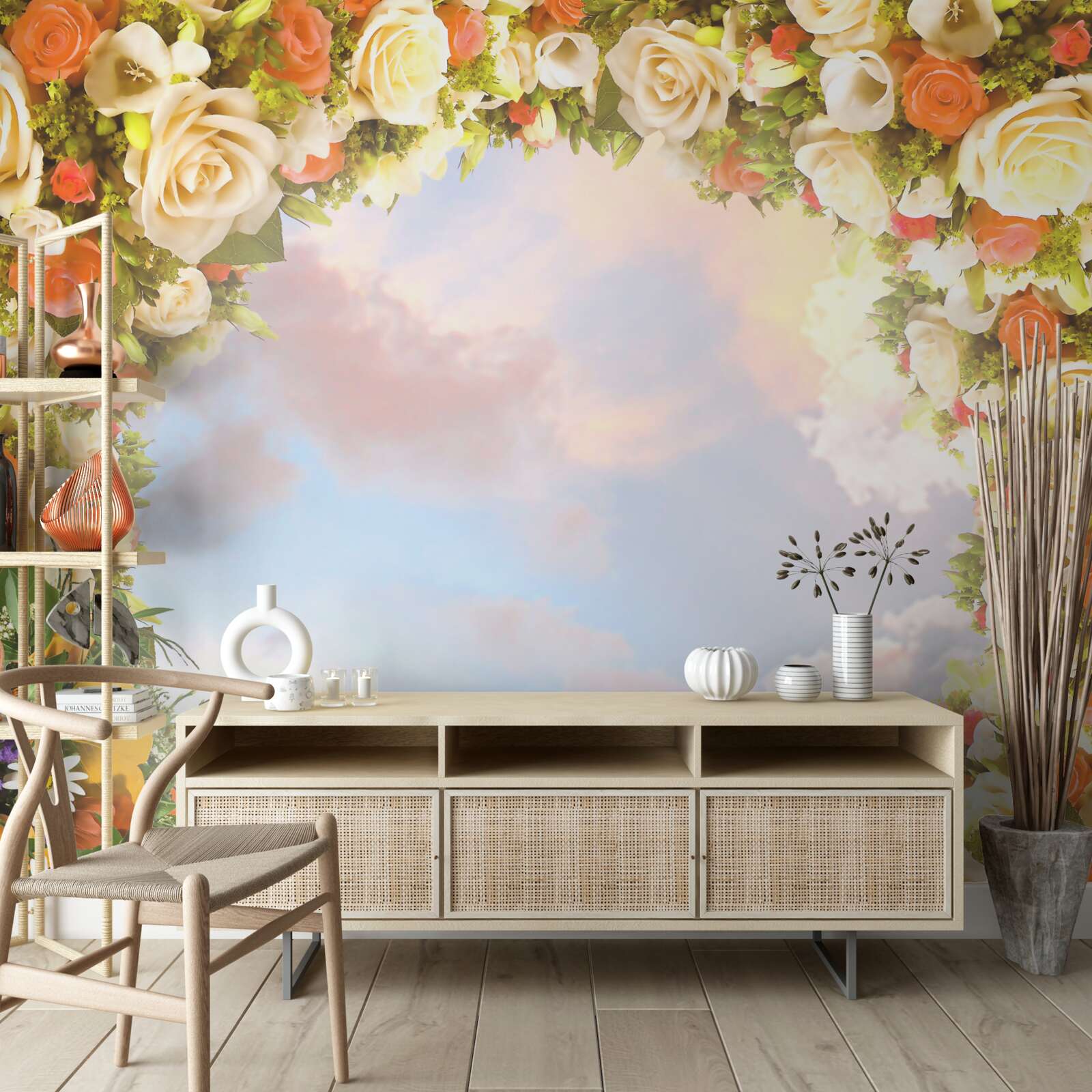 Фотошпалери небо, оточене квітами