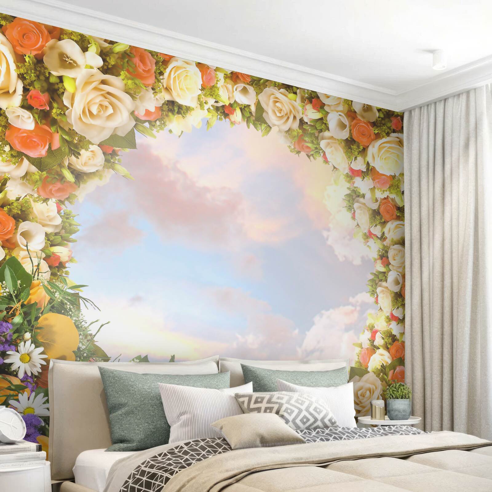 Фотошпалери небо, оточене квітами