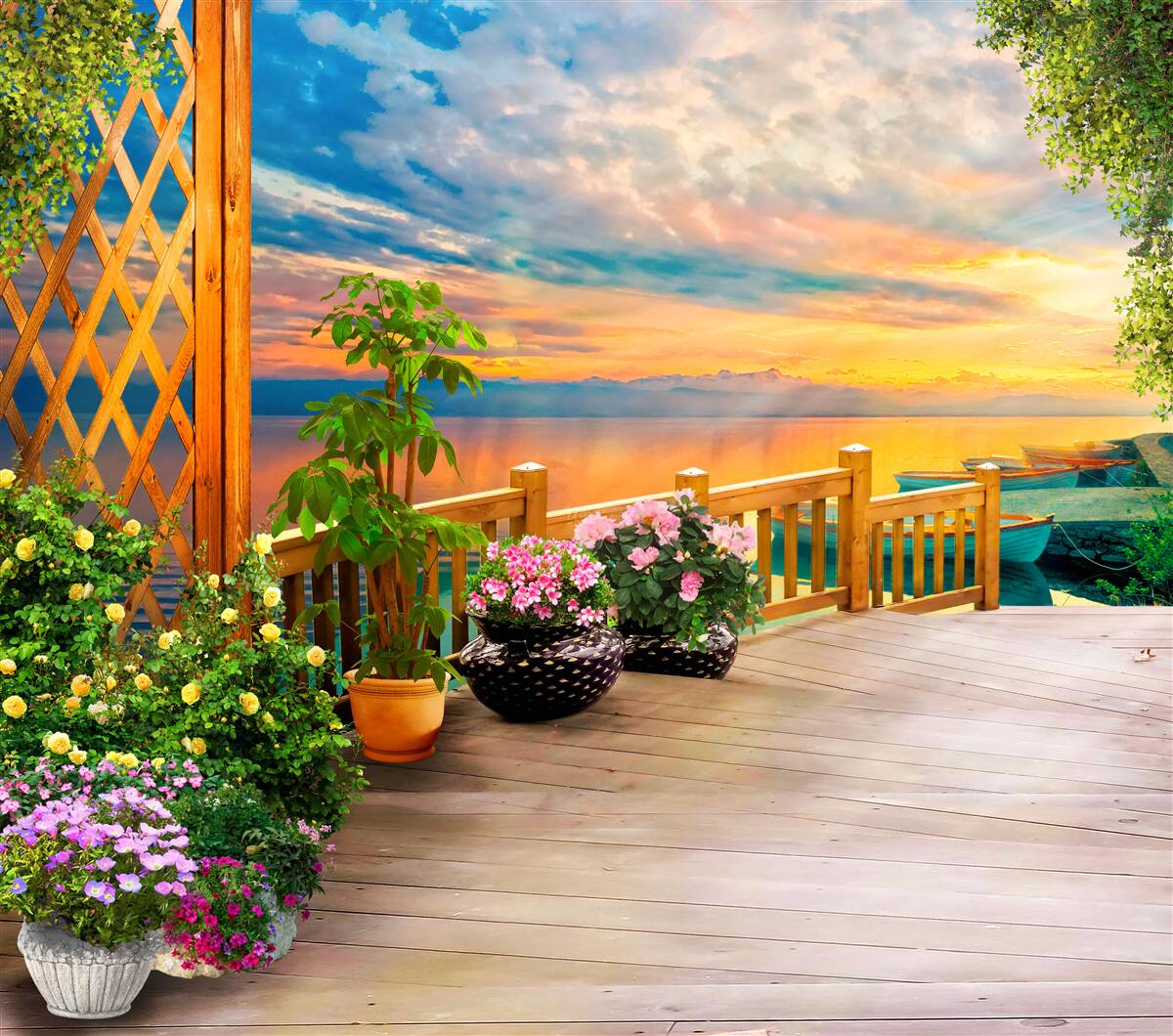 Фотошпалери квіти в горщиках різних типів