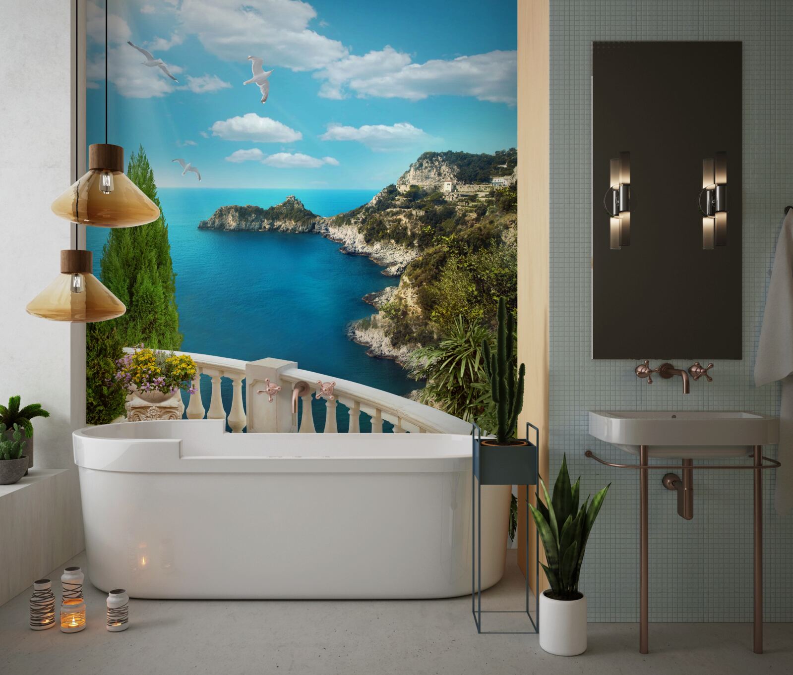 Фотошпалери вид на море з балкона