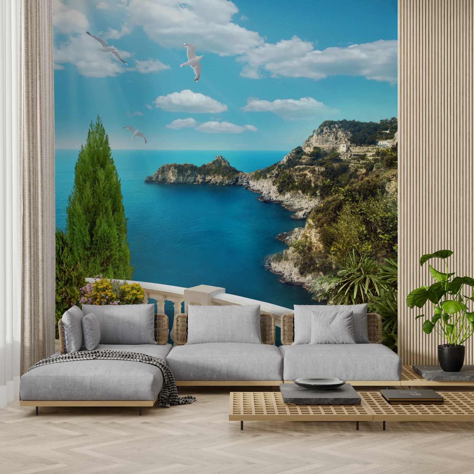 Фотошпалери вид на море з балкона