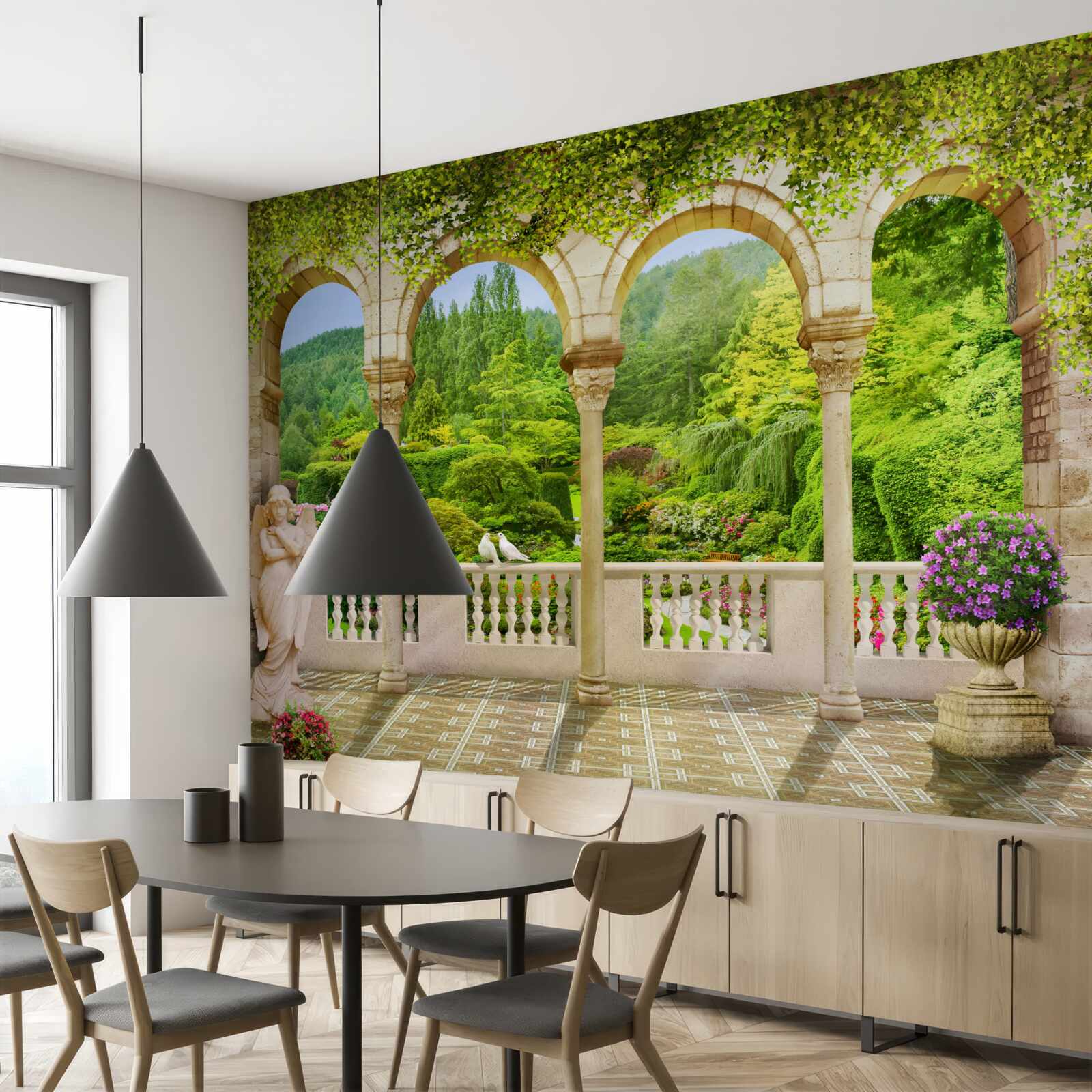 Фотошпалери балкон з арочними колонами