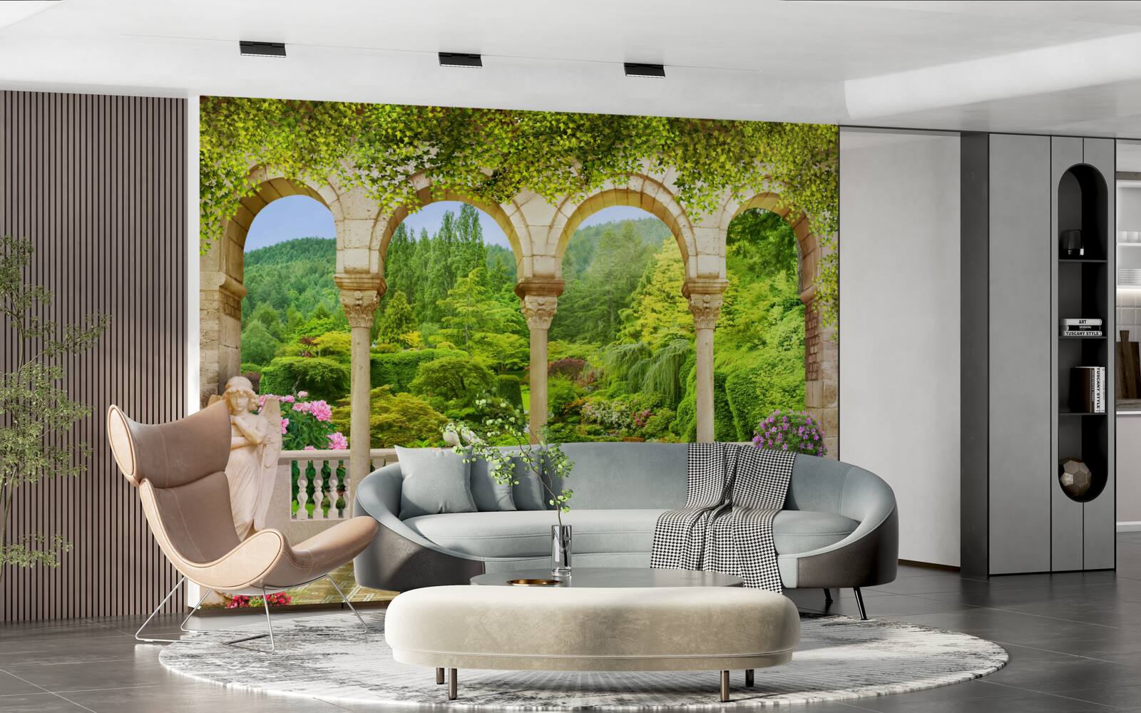 Фотошпалери балкон з арочними колонами