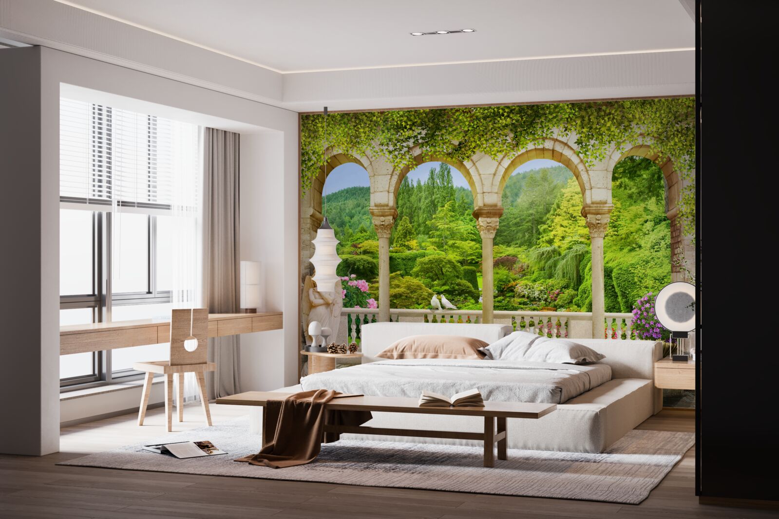 Фотошпалери балкон з арочними колонами