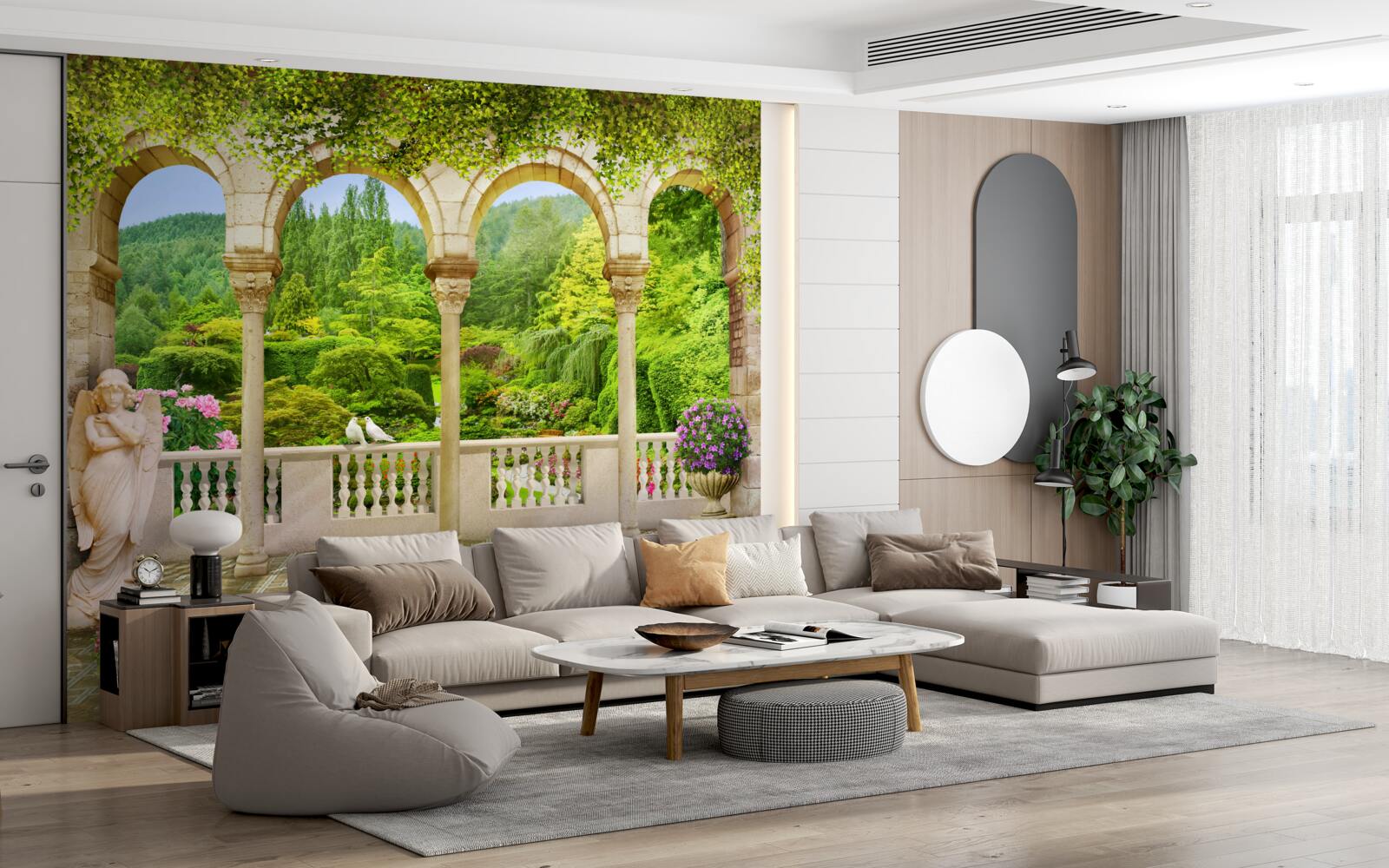 Фотошпалери балкон з арочними колонами