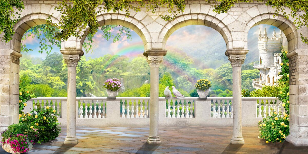 Фотошпалери палац з колонами у вигляді арок