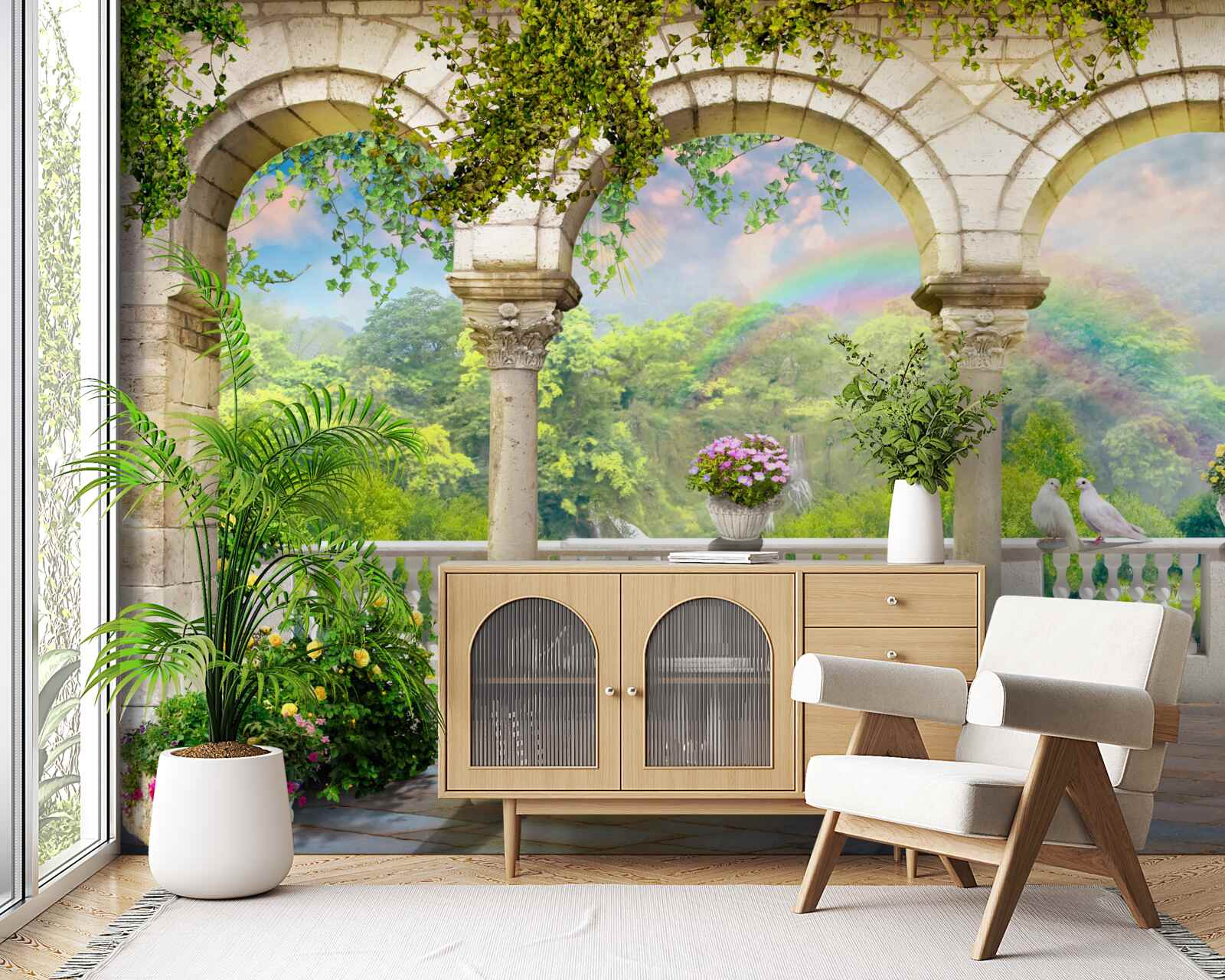 Фотошпалери палац з колонами у вигляді арок