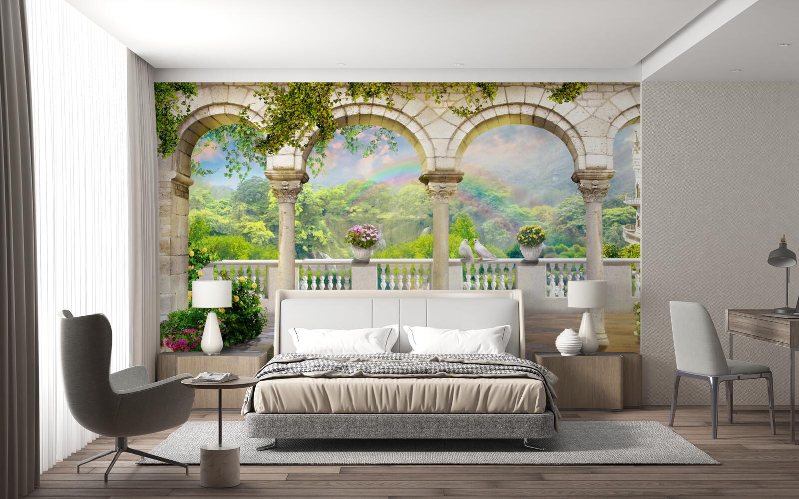 Фотошпалери палац з колонами у вигляді арок