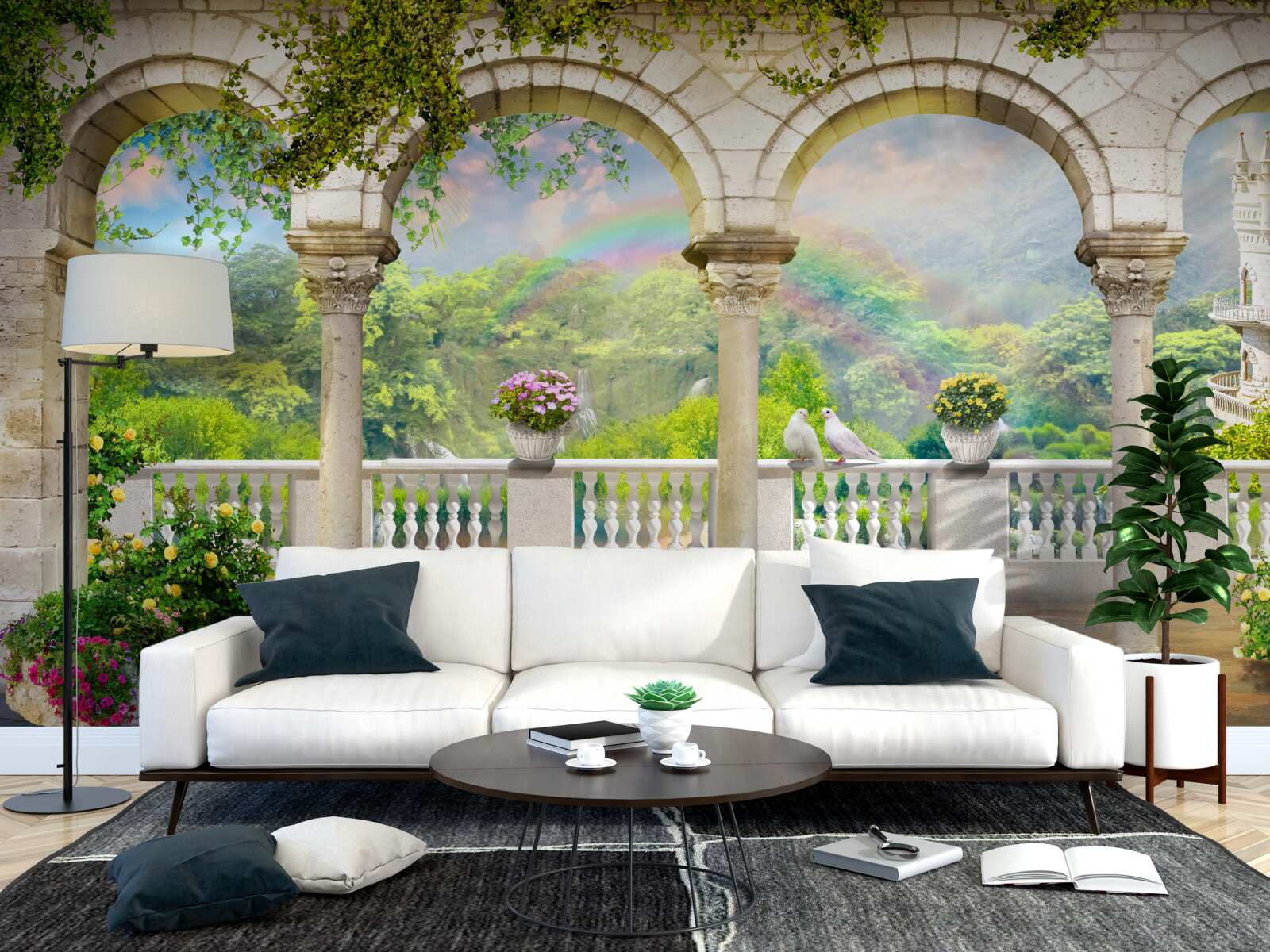 Фотошпалери палац з колонами у вигляді арок