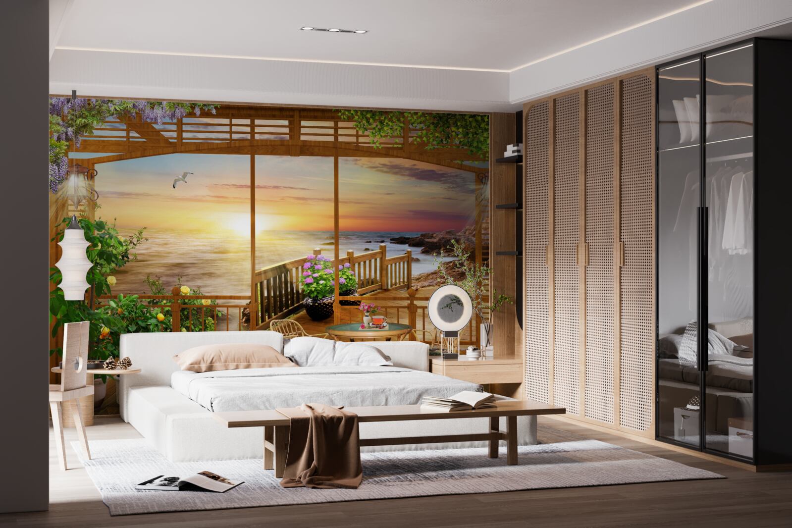 Фотошпалери тераса з видом на море