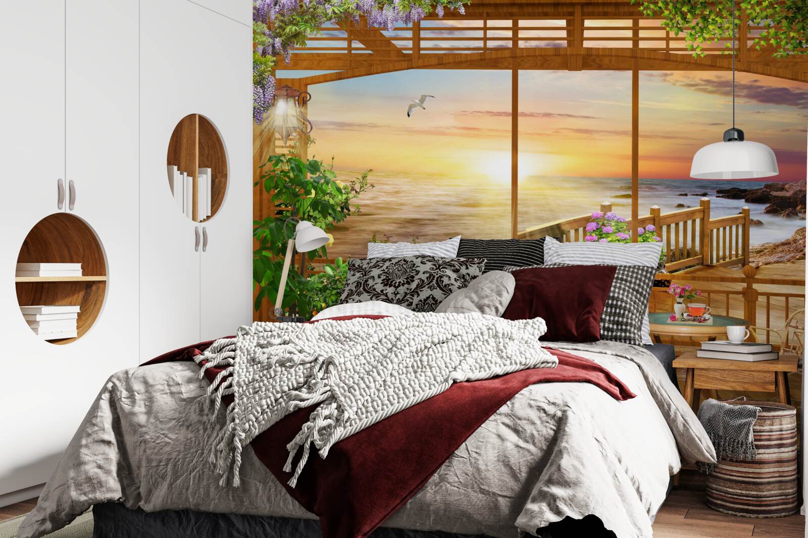 Фотошпалери тераса з видом на море