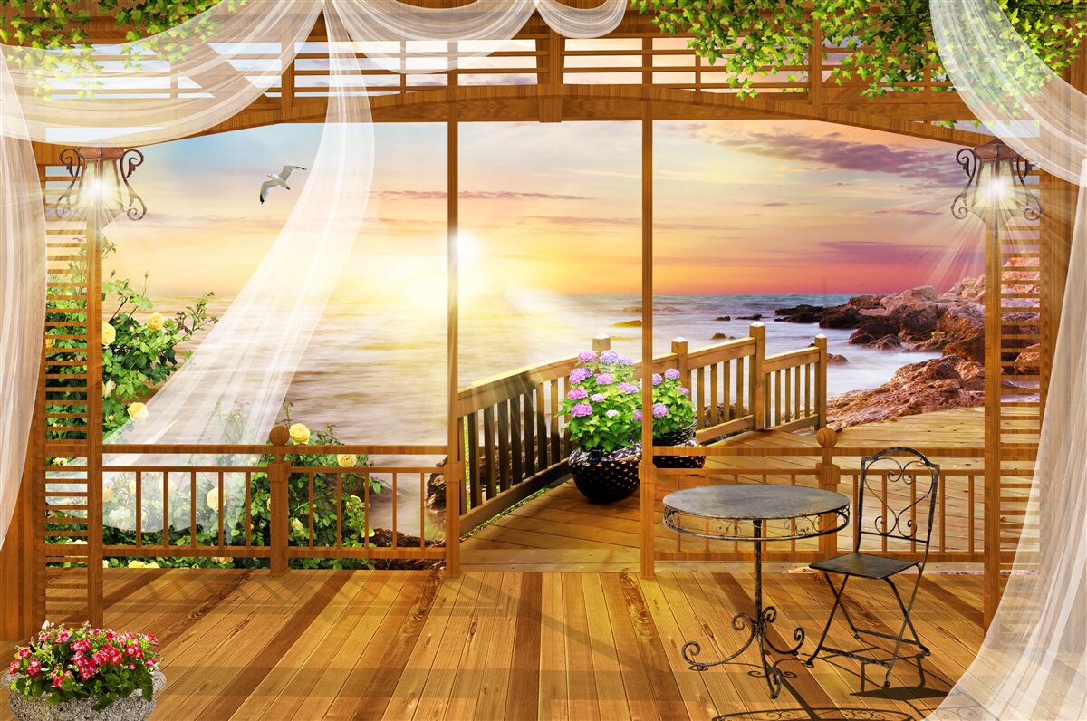 Фотошпалери гарний балкон з дивовижним краєвидом