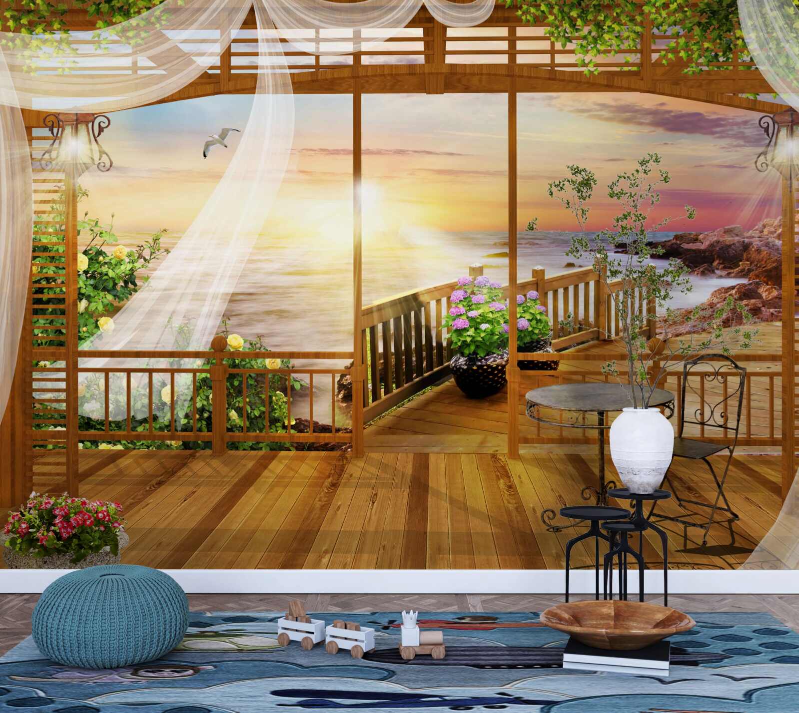 Фотошпалери гарний балкон з дивовижним краєвидом