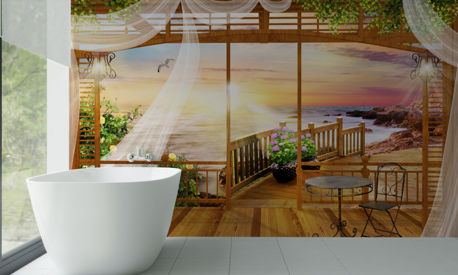 Фотошпалери гарний балкон з дивовижним краєвидом