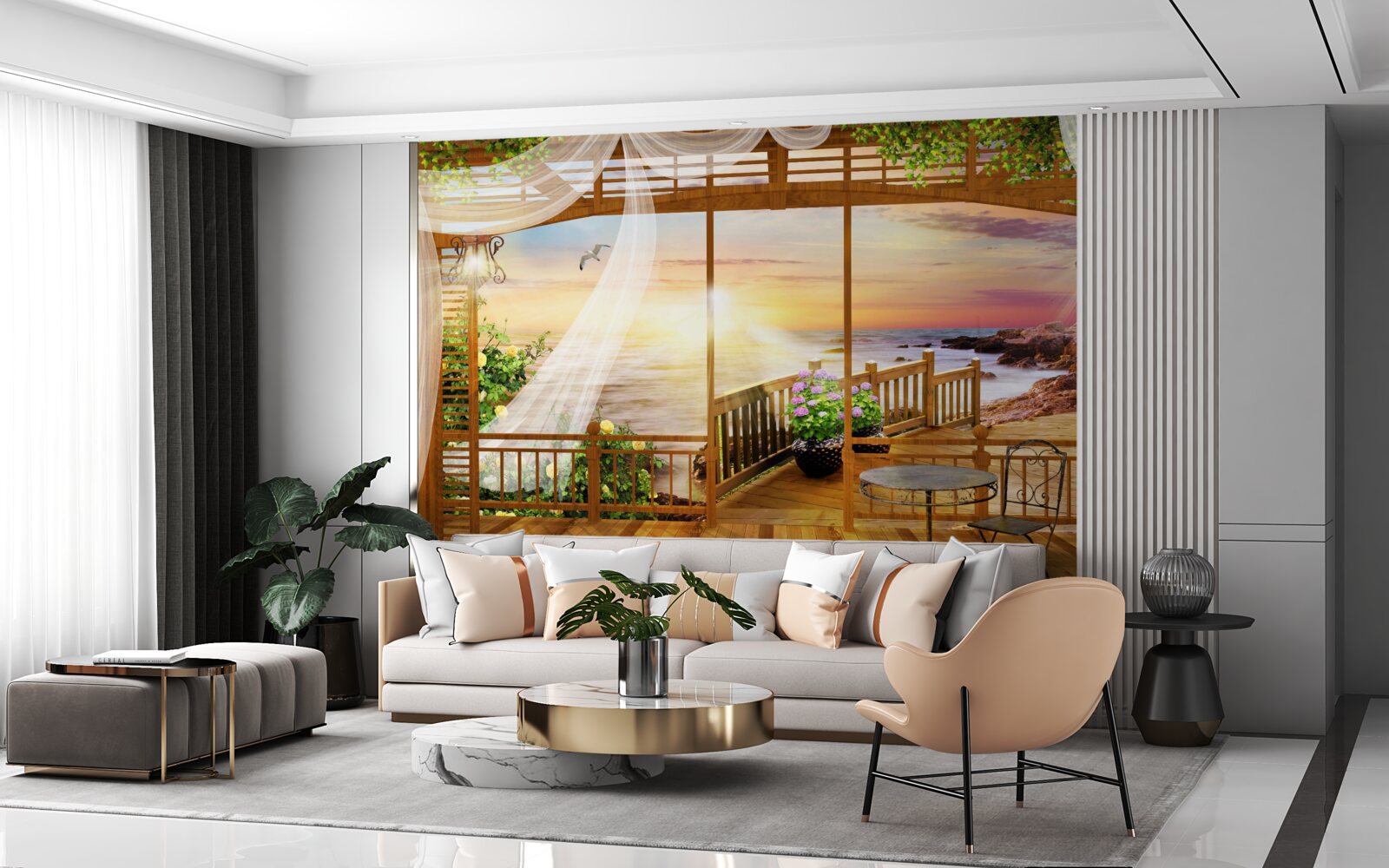 Фотошпалери гарний балкон з дивовижним краєвидом