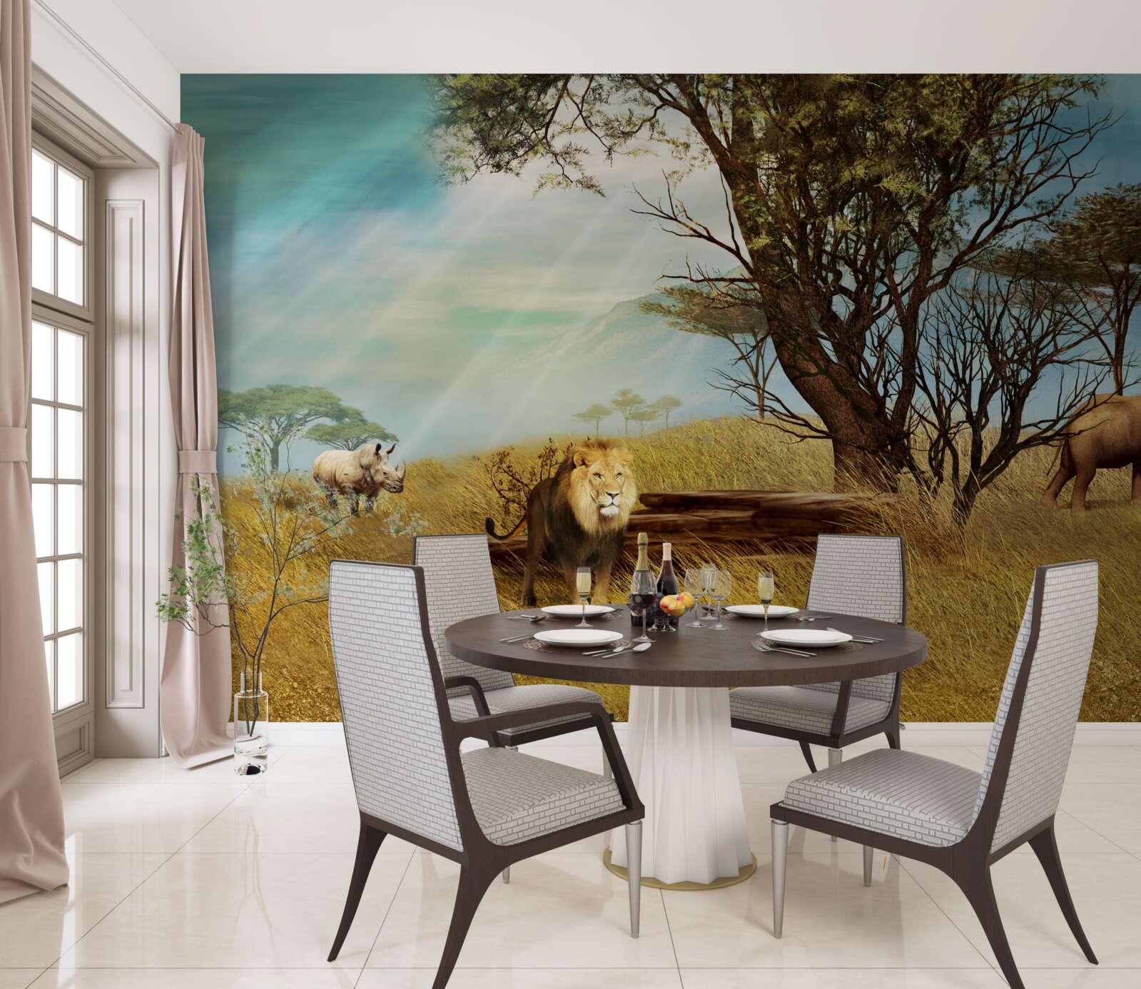 Фотошпалери променад африканських тварин