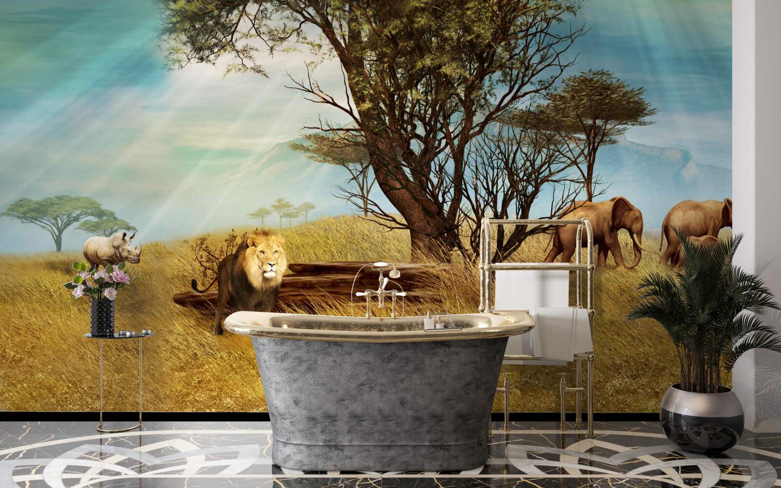 Фотошпалери променад африканських тварин