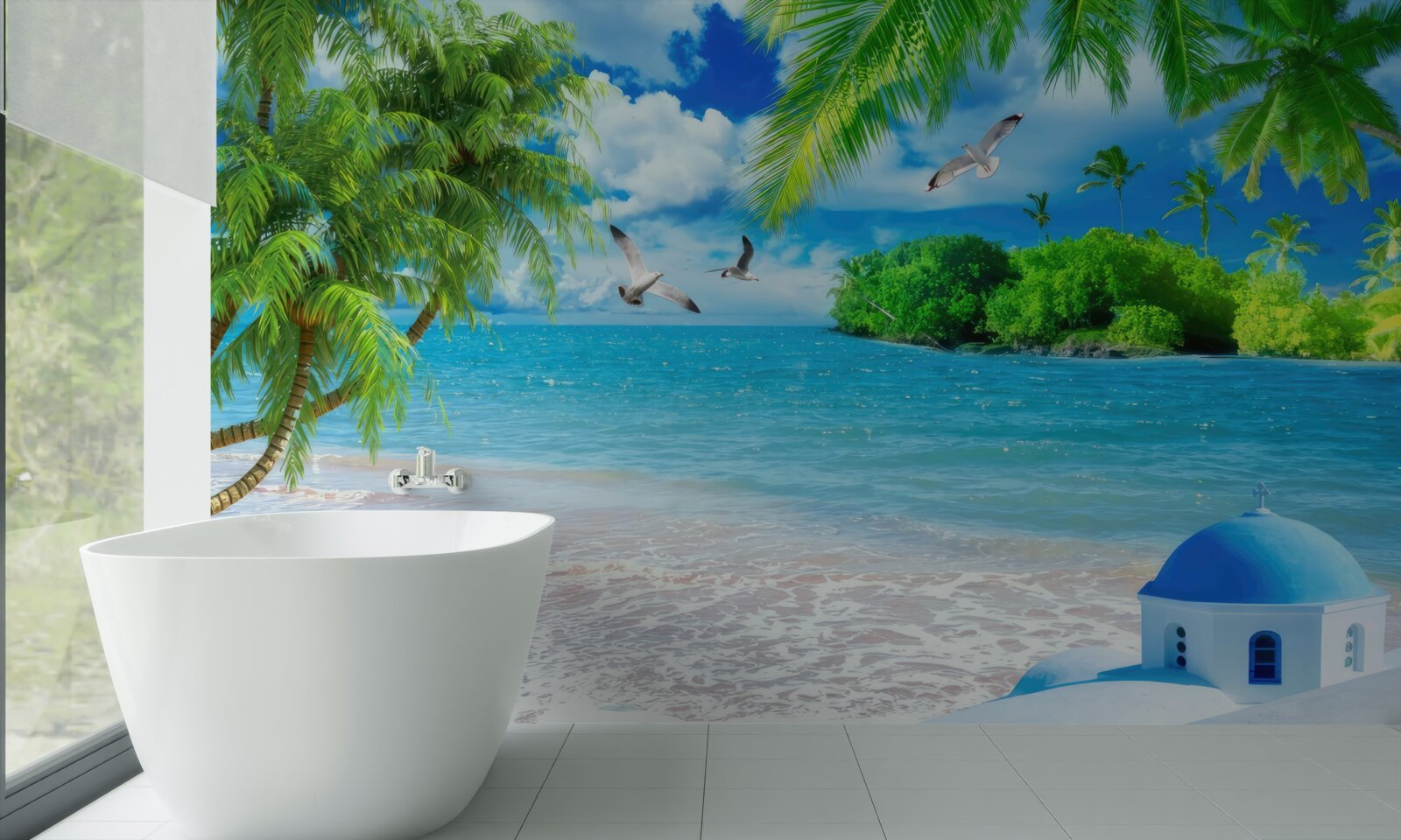 Фотошпалери храм на березі моря