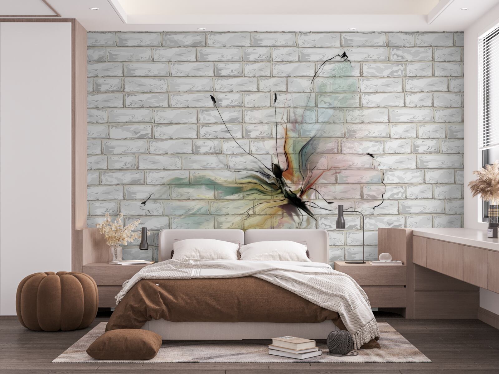 Фотошпалери метелик з прозорими крилами на стіні