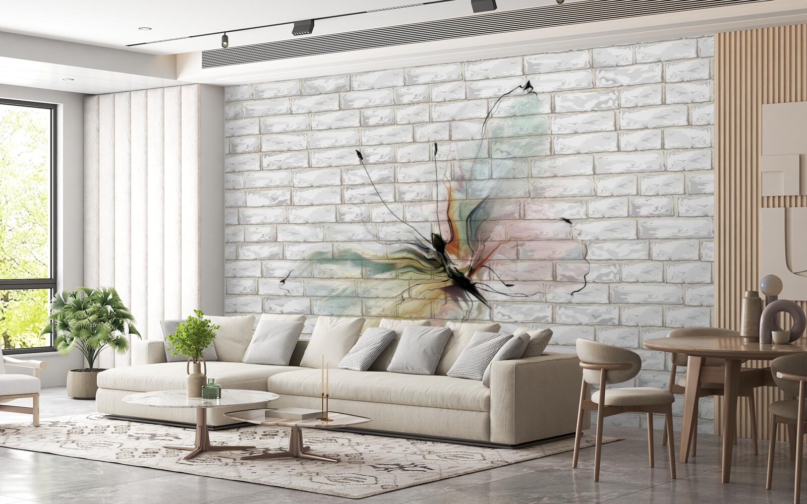 Фотошпалери метелик з прозорими крилами на стіні