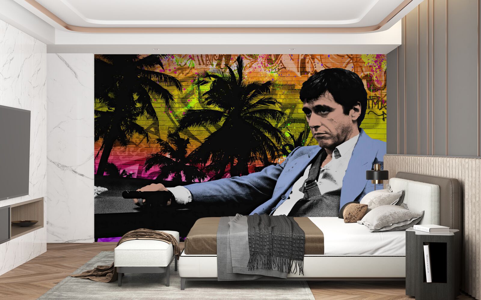 Фотошпалери за столом сидів сумний чоловік