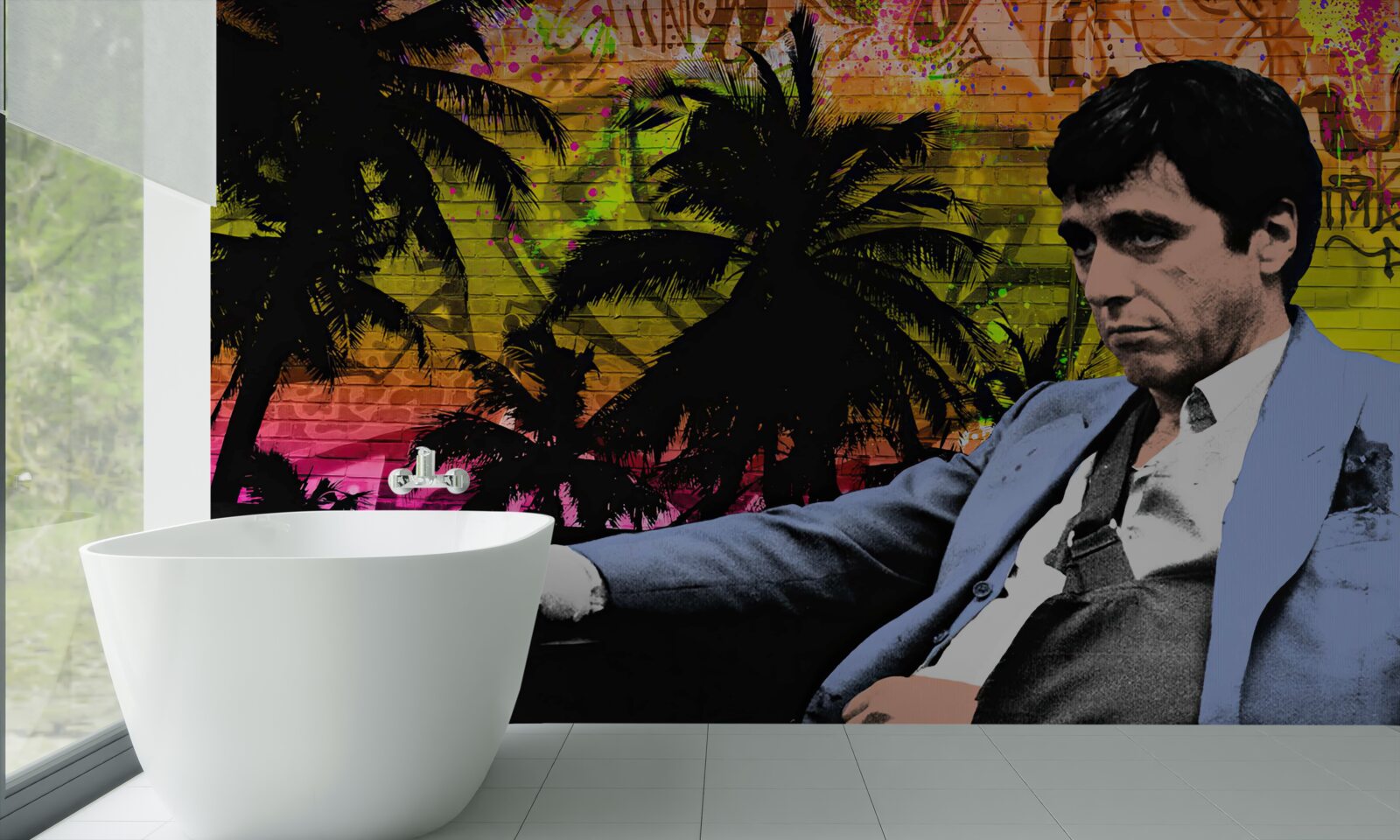 Фотошпалери за столом сидів сумний чоловік