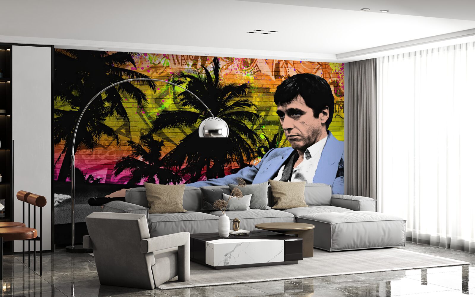 Фотошпалери за столом сидів сумний чоловік