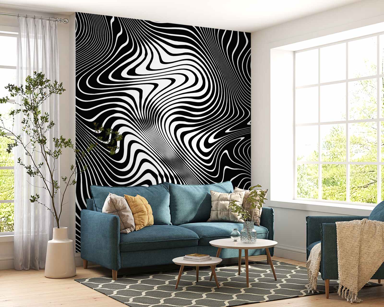 Фотошпалери зображення дівчини з абстрактними обрисами