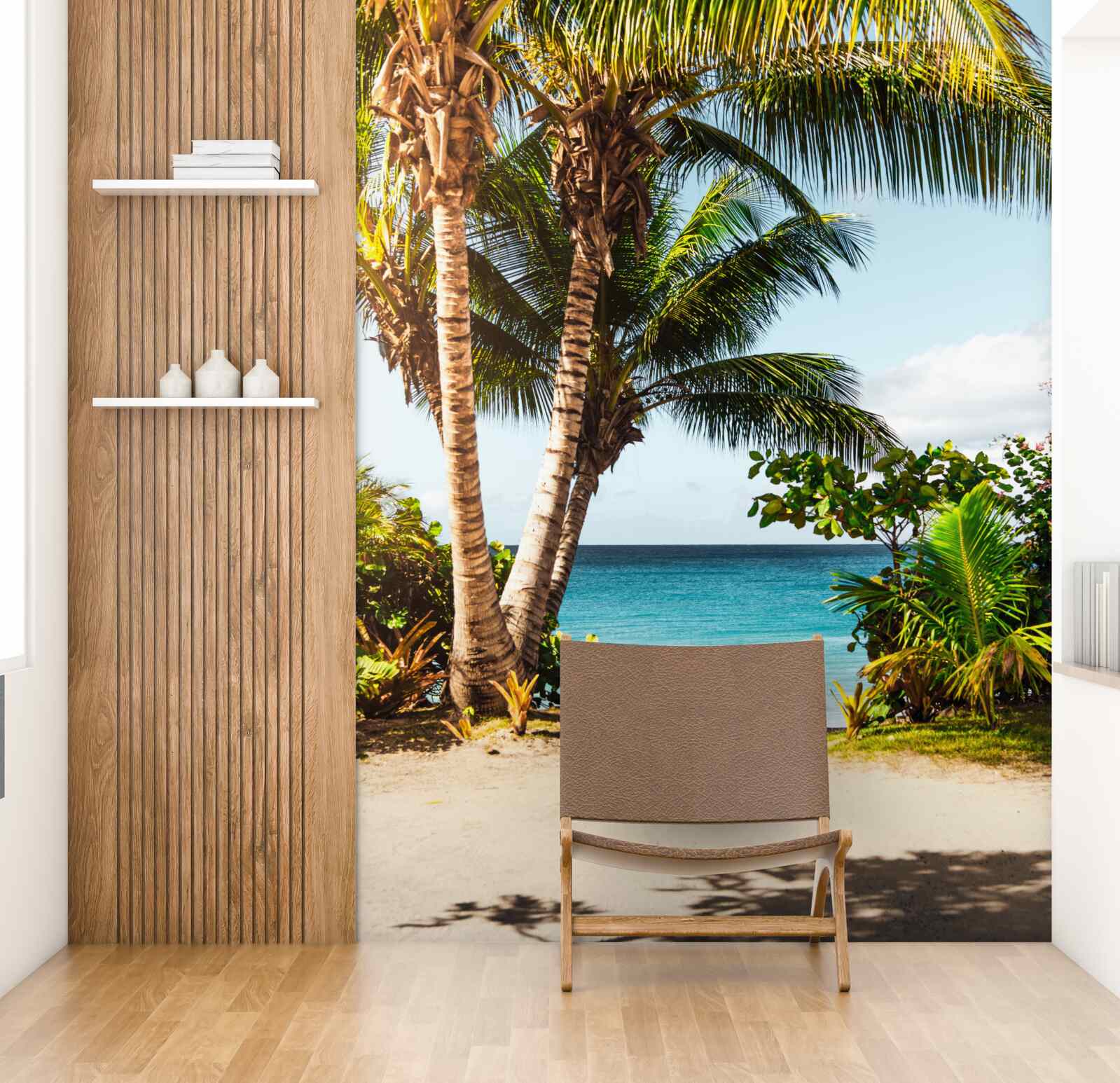 Фотошпалери дерева та кущі на пляжі