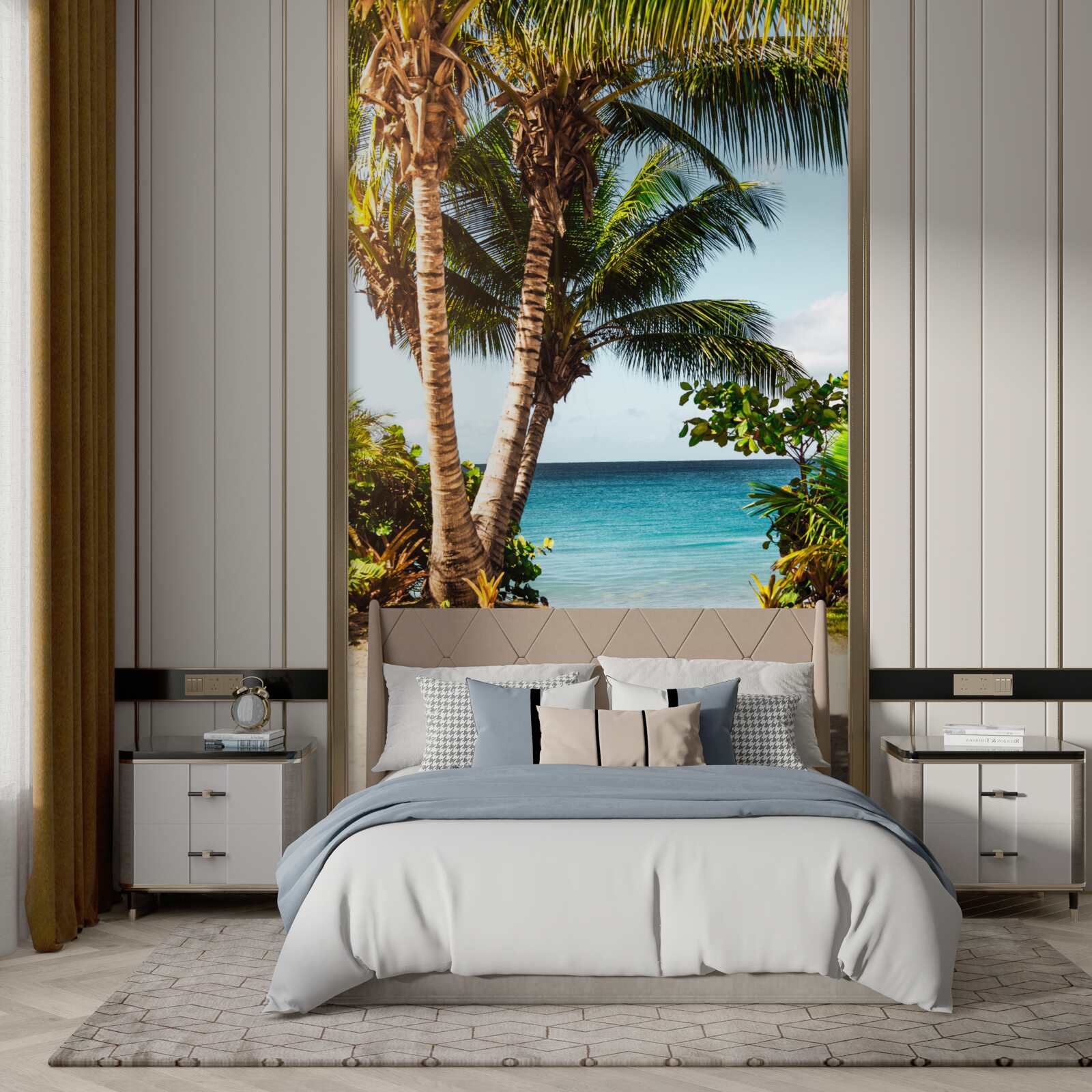 Фотошпалери дерева та кущі на пляжі