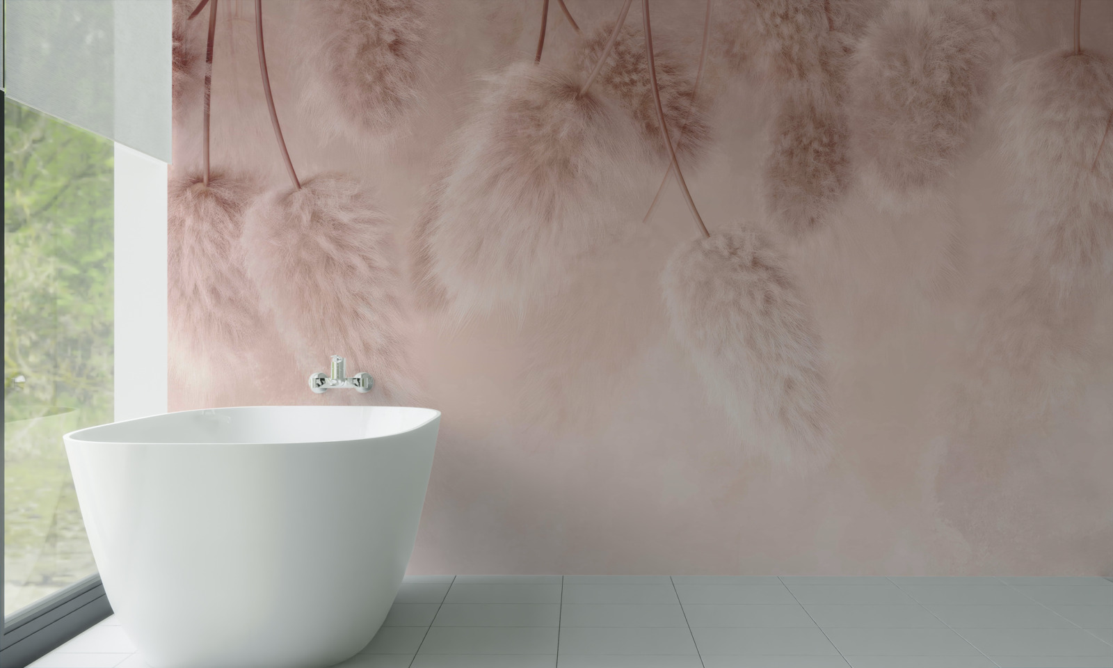 Фотошпалери сухі квіти на рожевому тлі