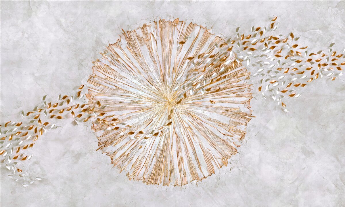 Фотошпалери коло із золота та плаваючих пелюсток