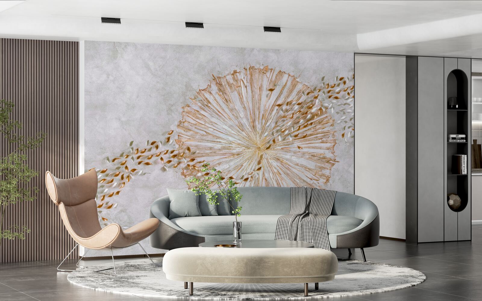 Фотошпалери коло із золота та плаваючих пелюсток