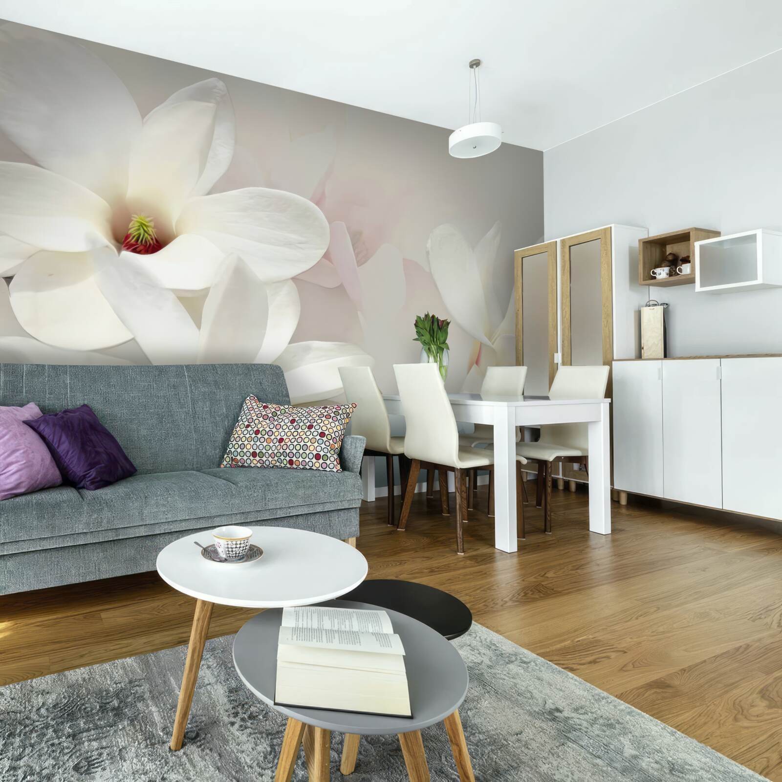 Фотошпалери великі білі квіти в повному розквіті