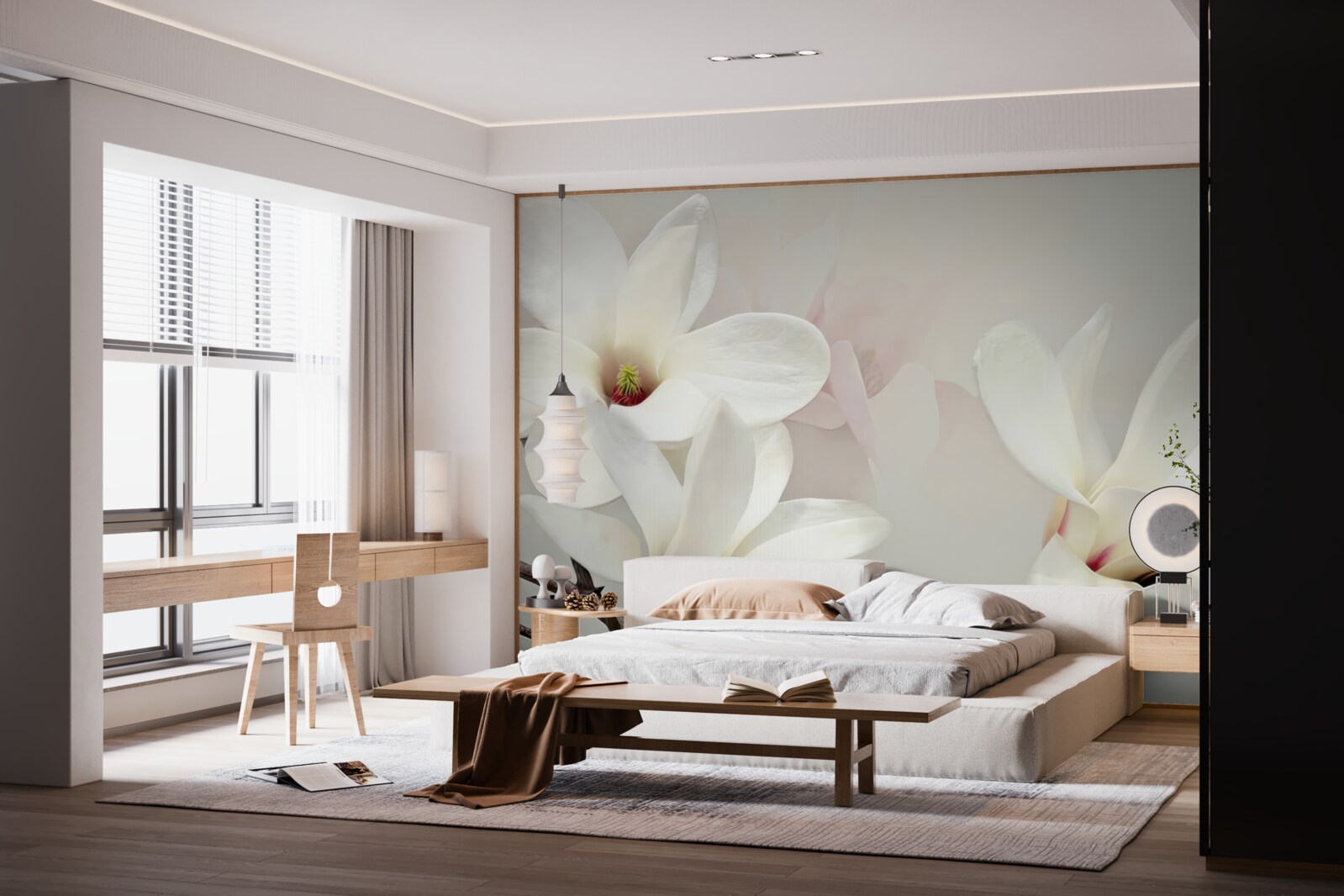 Фотошпалери великі білі квіти в повному розквіті