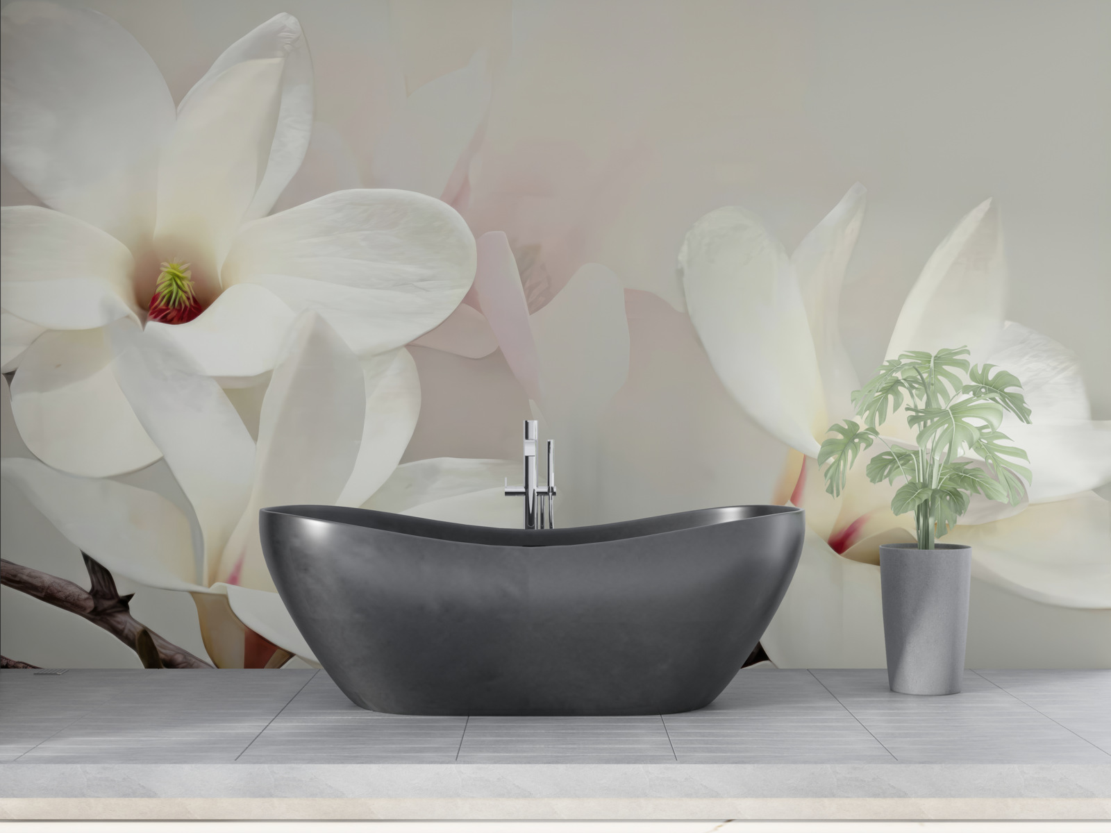 Фотошпалери великі білі квіти в повному розквіті