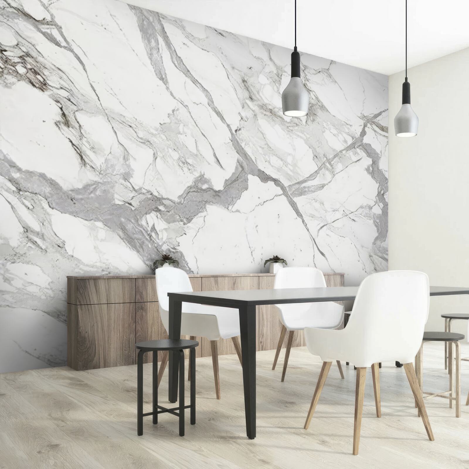 Фотошпалери білий мармур з сірим відтінком