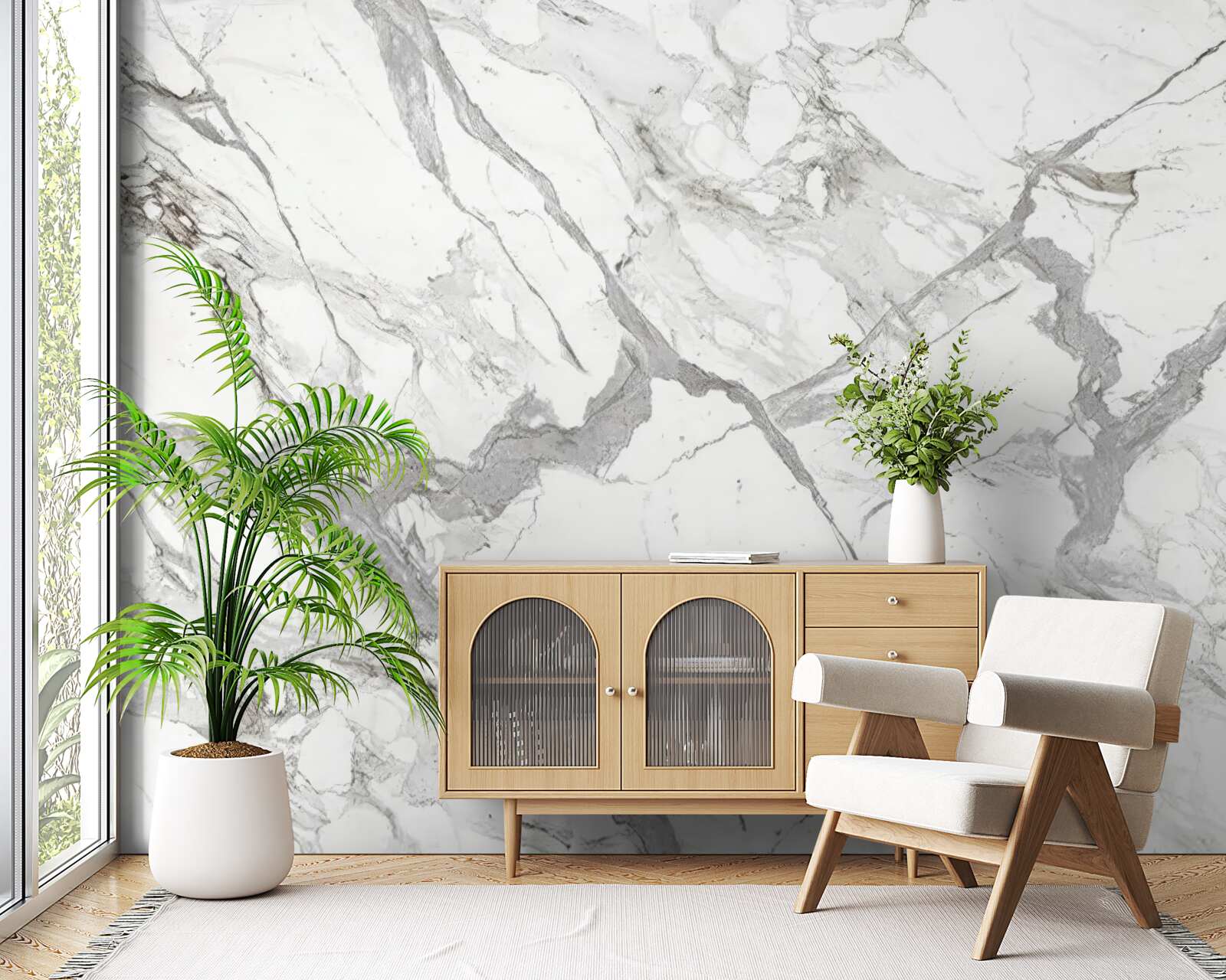 Фотошпалери білий мармур з сірим відтінком