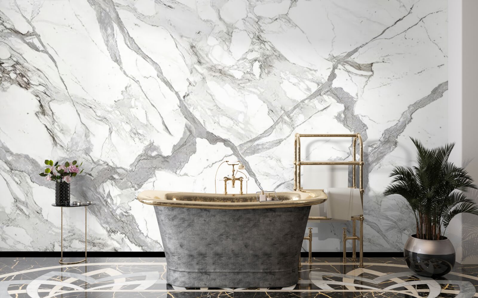 Фотошпалери білий мармур з сірим відтінком