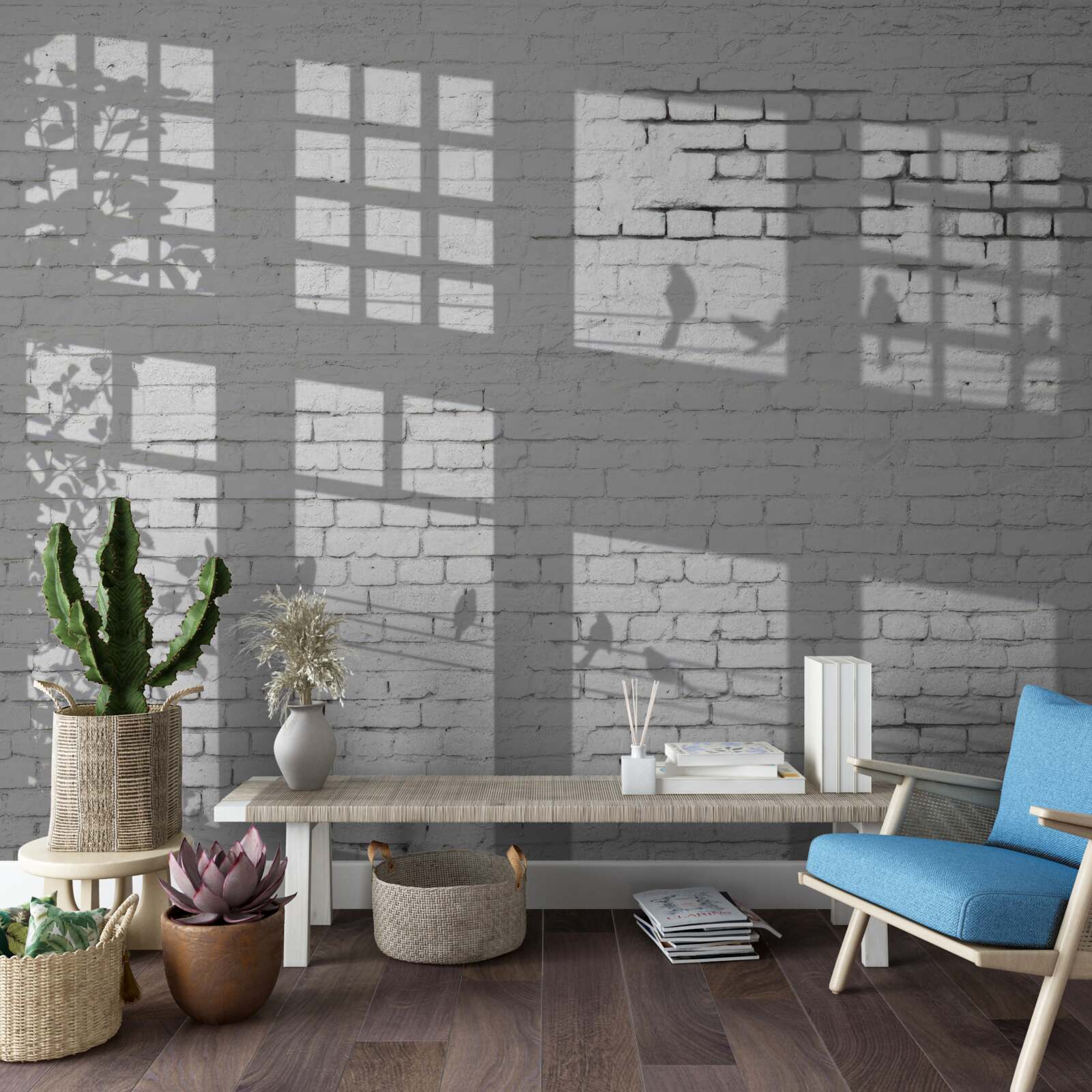 Фотошпалери відблиски на світлому цеглі