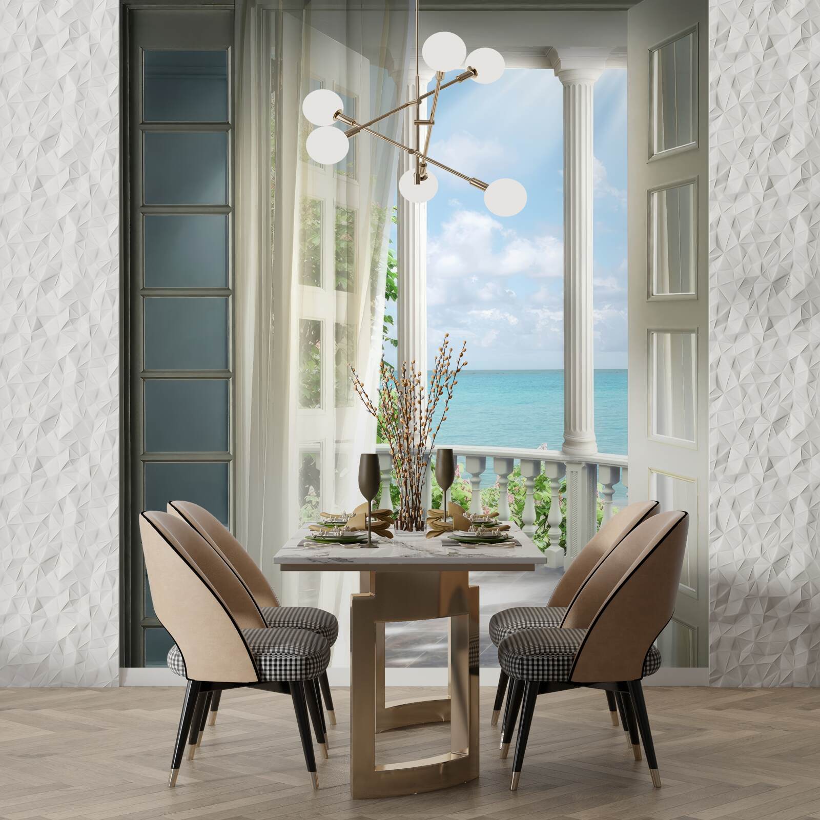 Фотошпалери двері на балкон відчинені