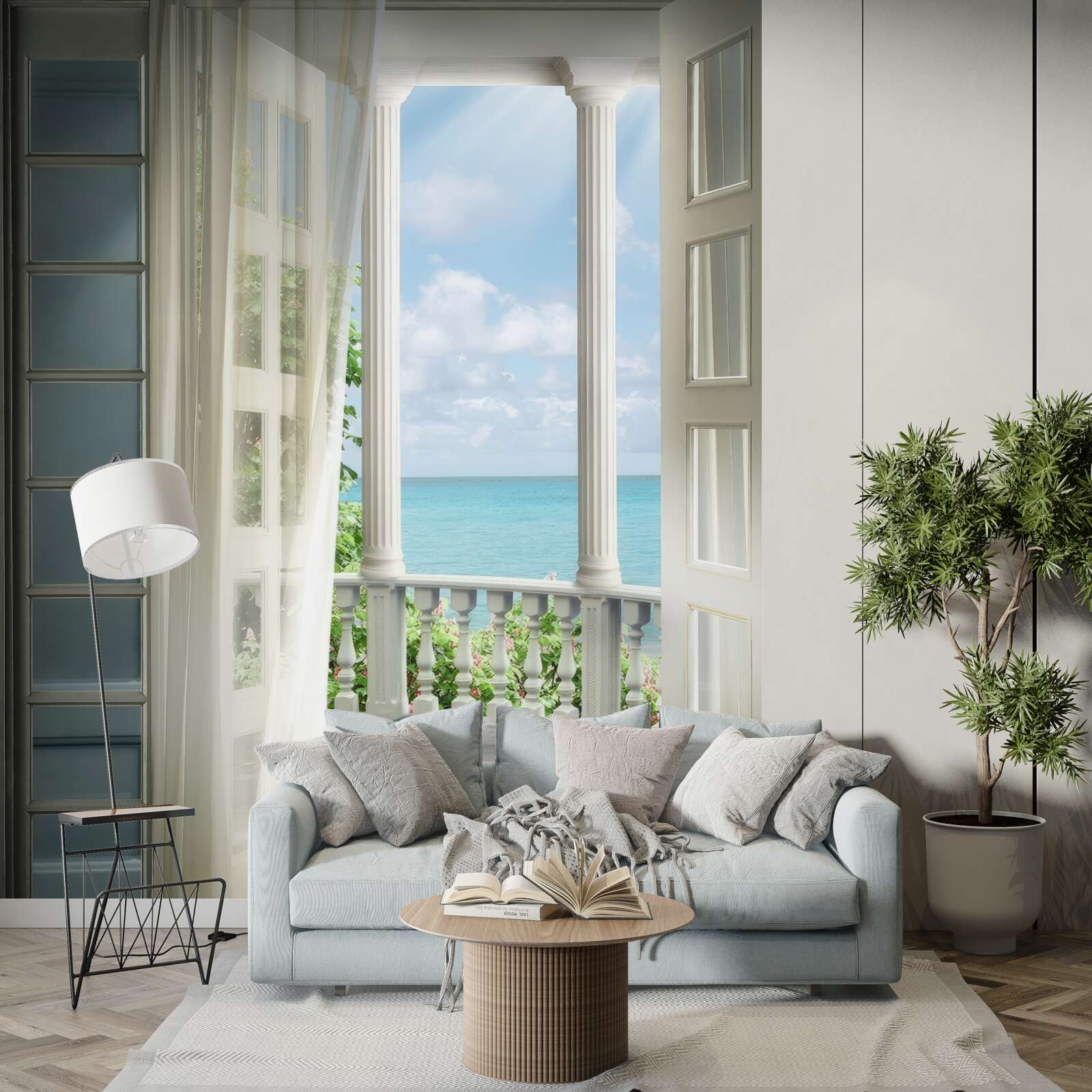 Фотошпалери двері на балкон відчинені